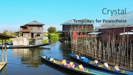  Presentation with tourists - Amazing presentation design having house-on-bamboo-sticks backdrop and a arctic colored foreground