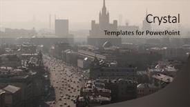  Presentation with skyscraper - PPT layouts having house on kudrinskaya square stalin background and a soft green colored foreground