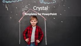  Presentation with chalkboard - Slide deck featuring house on the chalkboard background and a gray colored foreground