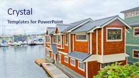  Presentation with house boat - PPT layouts with house on the water background and a sky blue colored foreground