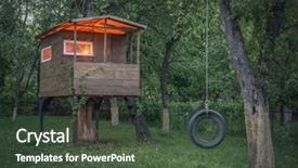  Presentation with tree - Amazing presentation design having house on tree in evening backdrop and a tawny brown colored foreground