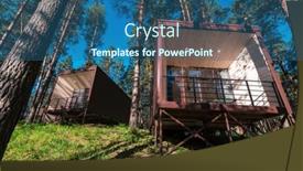  Presentation with house forest - Presentation theme with house-or-hotel-with-panoramic background and a ocean colored foreground