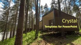  Presentation with house forest - Presentation theme having house-or-hotel-with-panoramic background and a tawny brown colored foreground