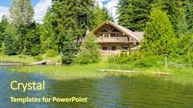  Presentation with luxury vintage house - Presentation theme having house over fantastic lake view background and a tawny brown colored foreground