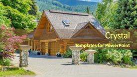  Presentation with house snow mountain - Presentation theme having house over fantastic snow mountain background and a tawny brown colored foreground