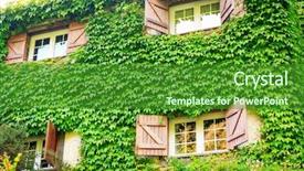  Presentation with ivy - Slide set with house overgrown with ivy background and a forest green colored foreground