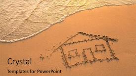  Presentation with sand - Cool new slides with house painted on beach sand backdrop and a coral colored foreground