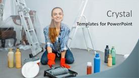  Presentation with paint roller - Cool new slides with house-painter-impregnates-the-roller backdrop and a sky blue colored foreground