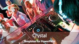  Presentation with dancing - Colorful slide deck enhanced with dj music - group of dancing people backdrop and a tawny brown colored foreground