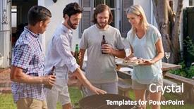  Presentation with beer garden - PPT layouts having braai party - group of friends having outdoor background and a violet colored foreground