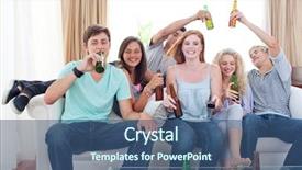  Presentation with beer - Audience pleasing presentation theme consisting of student housing - young friends drinking beer backdrop and a ocean colored foreground