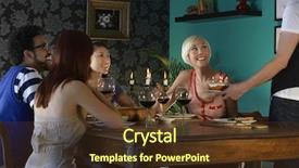  Presentation with birthday cake - Beautiful presentation featuring young man serving birthday cake to friends at dining table backdrop and a tawny brown colored foreground