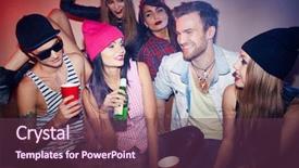  Presentation with young people in the club - Theme with young people in smoky dark club background and a tawny brown colored foreground