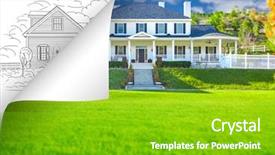  Presentation with photo album page - Beautiful slide set featuring house photo page corner flipping backdrop and a shamrock green colored foreground