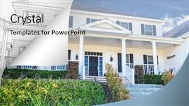  Presentation with corner - Presentation design with house photo page corner flipping background and a light gray colored foreground