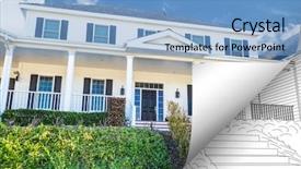  Presentation with corner - Presentation theme featuring house photo page corner flipping background and a  colored foreground