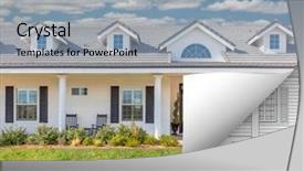  Presentation with corner - Presentation theme consisting of house photo page corner flipping background and a light blue colored foreground