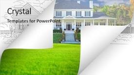  Presentation with page - Colorful presentation theme enhanced with house photo page corners flipping backdrop and a  colored foreground