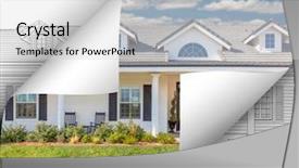  Presentation with page - Presentation design with house photo page corners flipping background and a  colored foreground