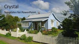  Presentation with dwelling - PPT theme consisting of house picket fence - dwelling new zealand background and a teal colored foreground