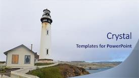  Presentation with foggy - PPT layouts consisting of house picket fence - pigeon point lighthouse background and a sky blue colored foreground