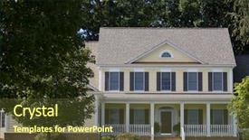  Presentation with colonial - Presentation having house picket fence - yellow colonial home with shutters background and a tawny brown colored foreground