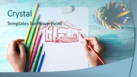  Presentation with real estate - Amazing theme having house picture concept real estate backdrop and a  colored foreground