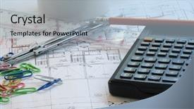  Presentation with house foundation - Slide set with house plan blue print background and a light blue colored foreground