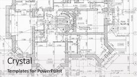  Presentation with floor plan - Presentation theme enhanced with house plan blueprints close up background and a light gray colored foreground