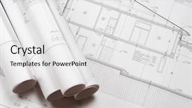  Presentation with house - PPT theme having house plan blueprints roled up background and a white colored foreground
