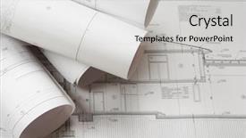  Presentation with floor plan - Presentation design enhanced with house plan blueprints roled up background and a light gray colored foreground