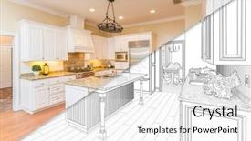  Presentation with photo - Colorful slide set enhanced with house plans - diagonal split screen of drawing backdrop and a white colored foreground