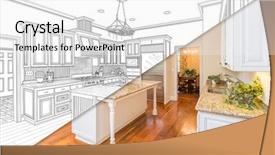  Presentation with photo - Amazing slide deck having house plans - diagonal split screen of drawing backdrop and a white colored foreground