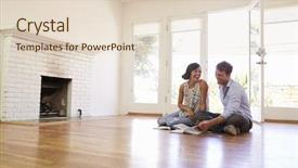  Presentation with new home - Cool new presentation with house plans - excited couple planning decoration backdrop and a lemonade colored foreground