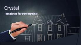  Presentation with construction - PPT layouts with house plans - man designing construction concept background and a wine colored foreground