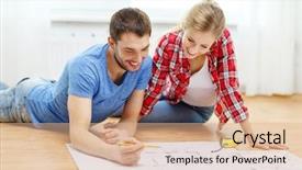  Presentation with house building plans - Beautiful slide set featuring house plans - repair building renovation and home backdrop and a coral colored foreground