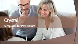  Presentation with investment - Colorful PPT theme enhanced with house plans - senior couple meeting financial adviser backdrop and a coral colored foreground