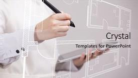  Presentation with young students working in groups - Beautiful PPT layouts featuring house plans - young woman architect working backdrop and a light gray colored foreground