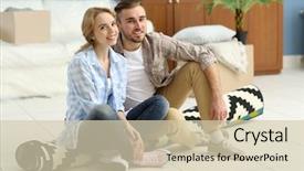  Presentation with happy new year 2022 - Slides having house plants - happy young couple sitting background and a soft green colored foreground