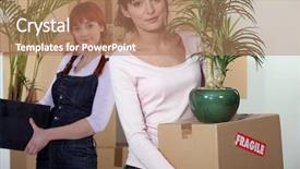  Presentation with apartment - Theme enhanced with house plants - two women moving background and a  colored foreground