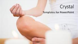  Presentation with peaceful - PPT theme featuring house prayer - peaceful blonde sitting in lotus background and a sky blue colored foreground