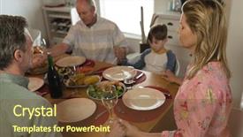  Presentation with dining table - Beautiful slide deck featuring house prayer - side view of a multi-generation backdrop and a tawny brown colored foreground