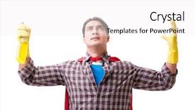  Presentation with super hero - Slides enhanced with house prayer - super hero cleaner isolated background and a  colored foreground