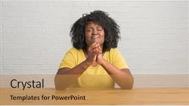  Presentation with african american religion - Theme enhanced with house prayer - young african american woman sitting background and a  colored foreground