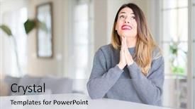  Presentation with together puzzle pieces beautiful - Amazing theme having house prayer - young beautiful woman wearing winter backdrop and a light gray colored foreground