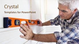  Presentation with video wall 3d - Presentation theme enhanced with flywheel - detail and close-up background and a gray colored foreground