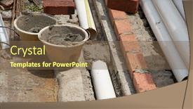  Presentation with sewer pipes - PPT theme having house renovation installation of sewer pipes for drainage background and a tawny brown colored foreground