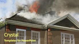  Presentation with roof - Beautiful presentation theme featuring house roof on fire backdrop and a tawny brown colored foreground