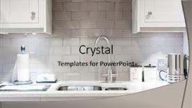  Presentation with kitchen furniture - Slides consisting of house room - cozy bright kitchen interior background and a light gray colored foreground