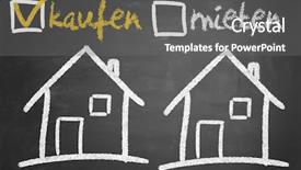  Presentation with german - Presentation design featuring house sale - concept on blackboard with german background and a gray colored foreground